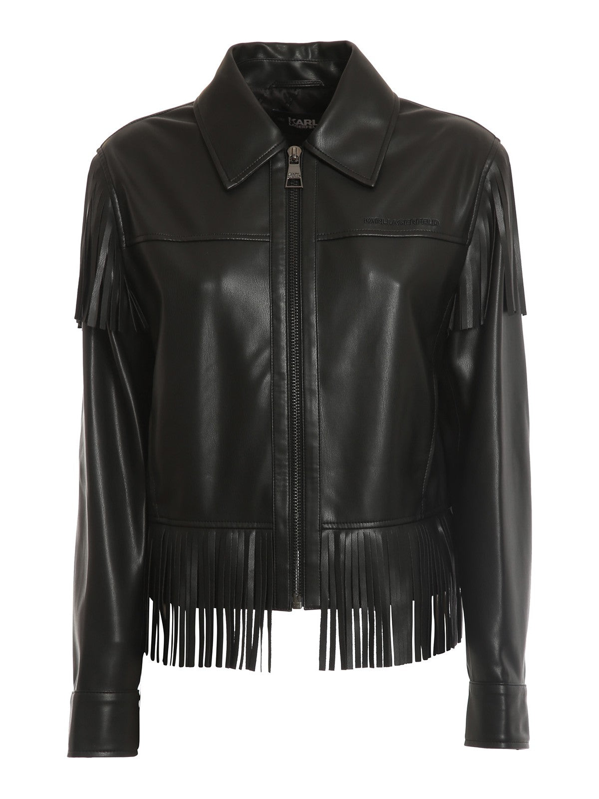 Karl Lagerfeld Fringed Faux-Leather Jacket