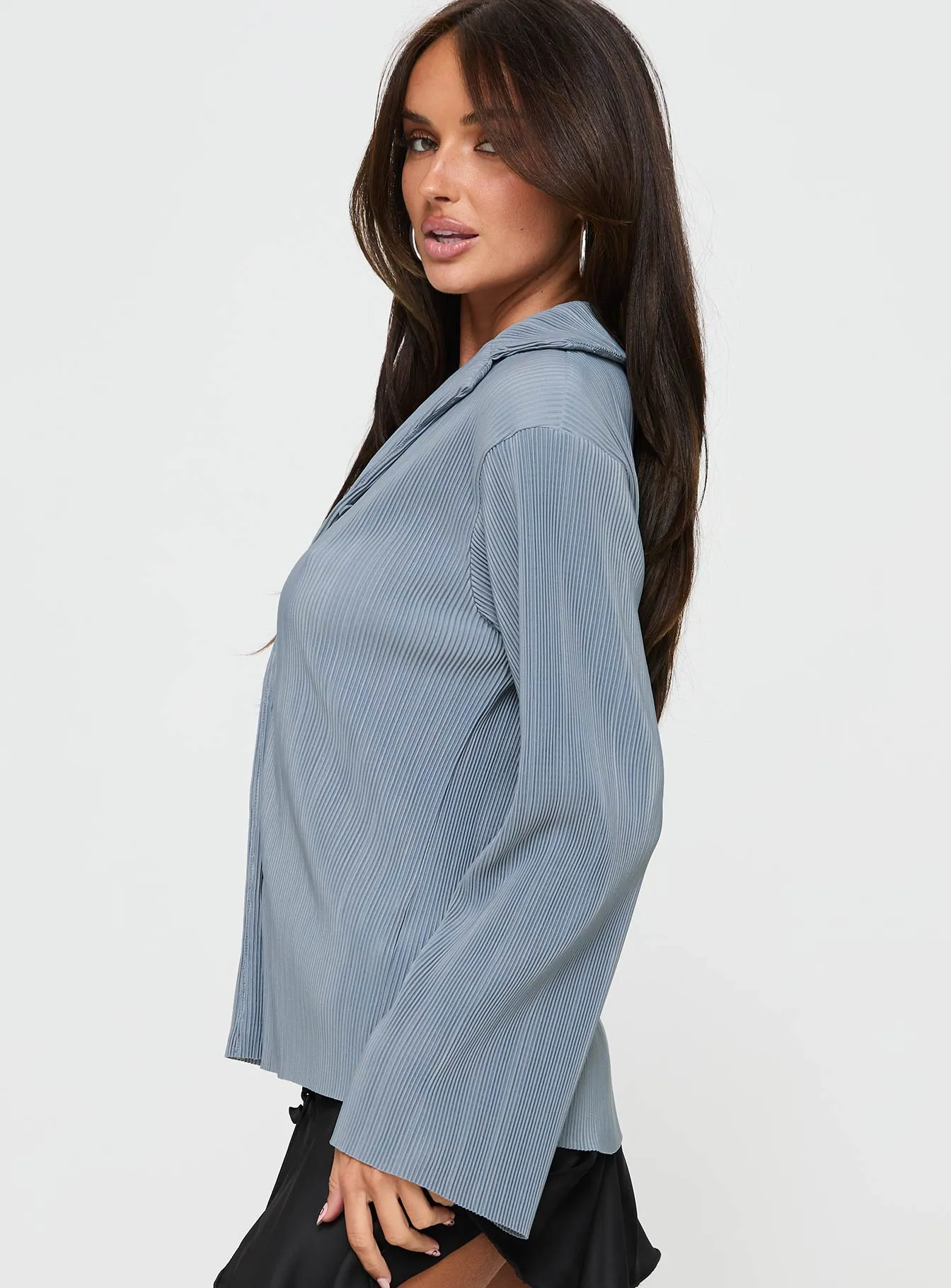 Louie Pleated Shirt Blue