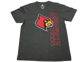 Louisville Cardinals Colosseum Gray Vertical Logo SS V-Neck T-Shirt (L)