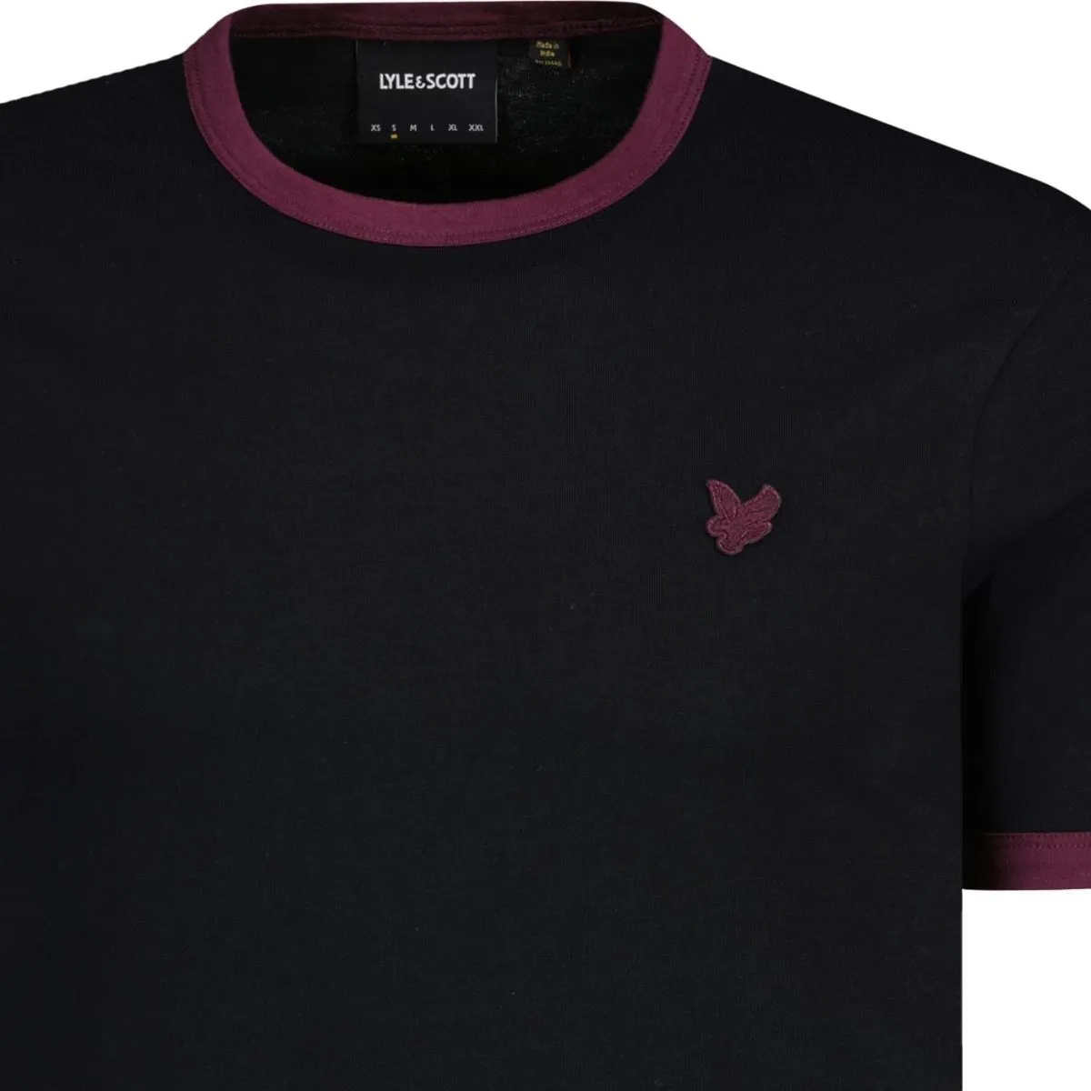 Lyle & Scott Ringer Crew Neck T-Shirt Jet Black/Burgundy