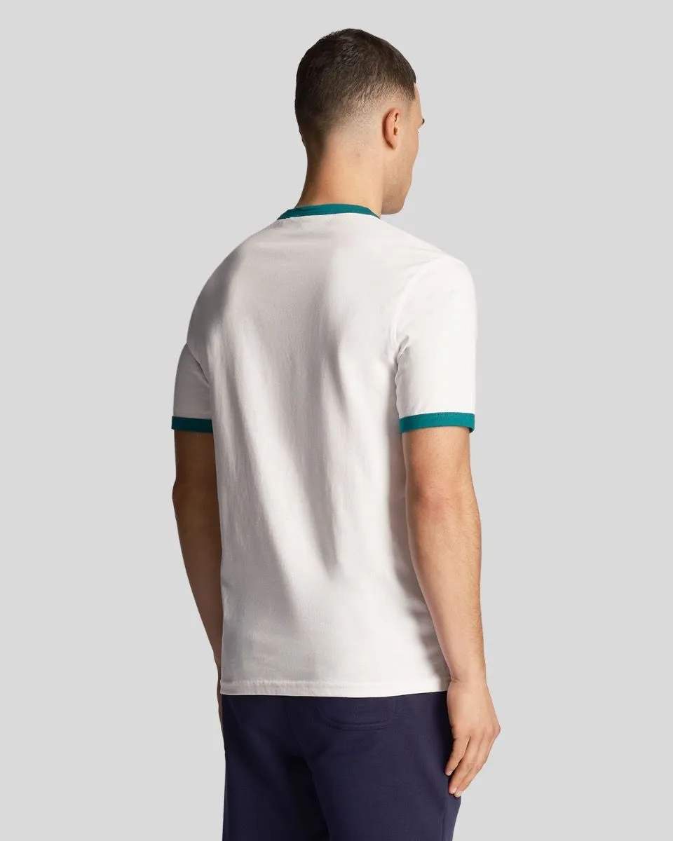 Lyle & Scott Ringer Crew Neck T-Shirt White/Court Green