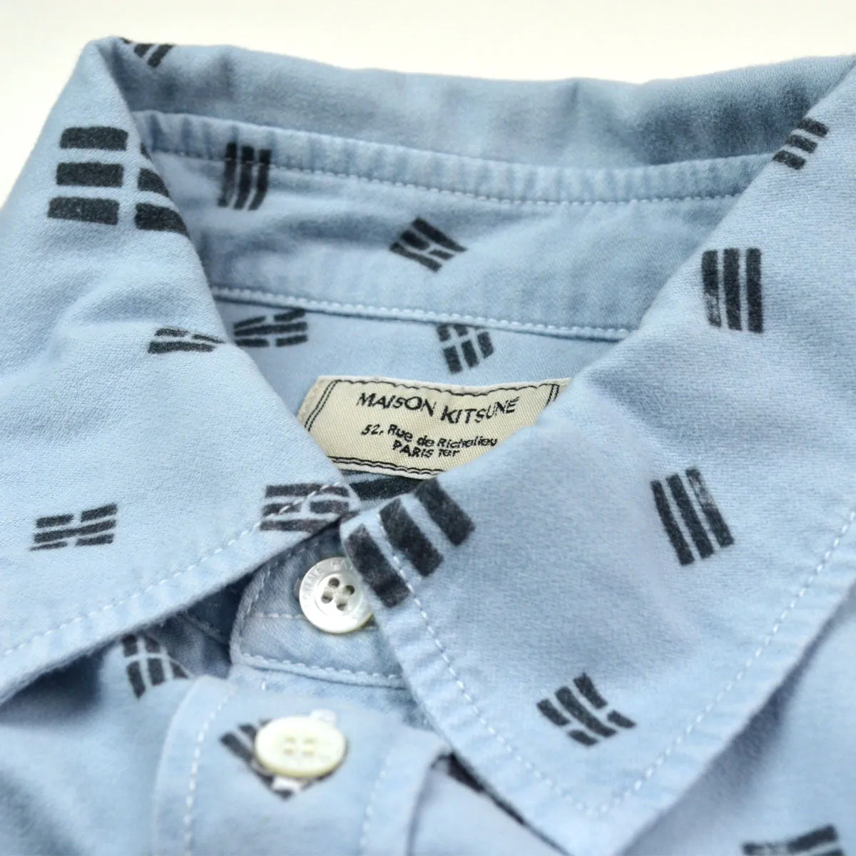 Maison Kitsuné - Trigram Print Shirt - Light Blue