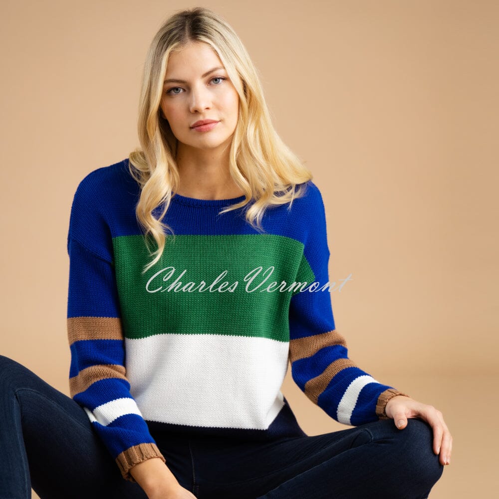 Marble Striped Knit Sweater - Style 7217-210 (Royal Blue / Multi)