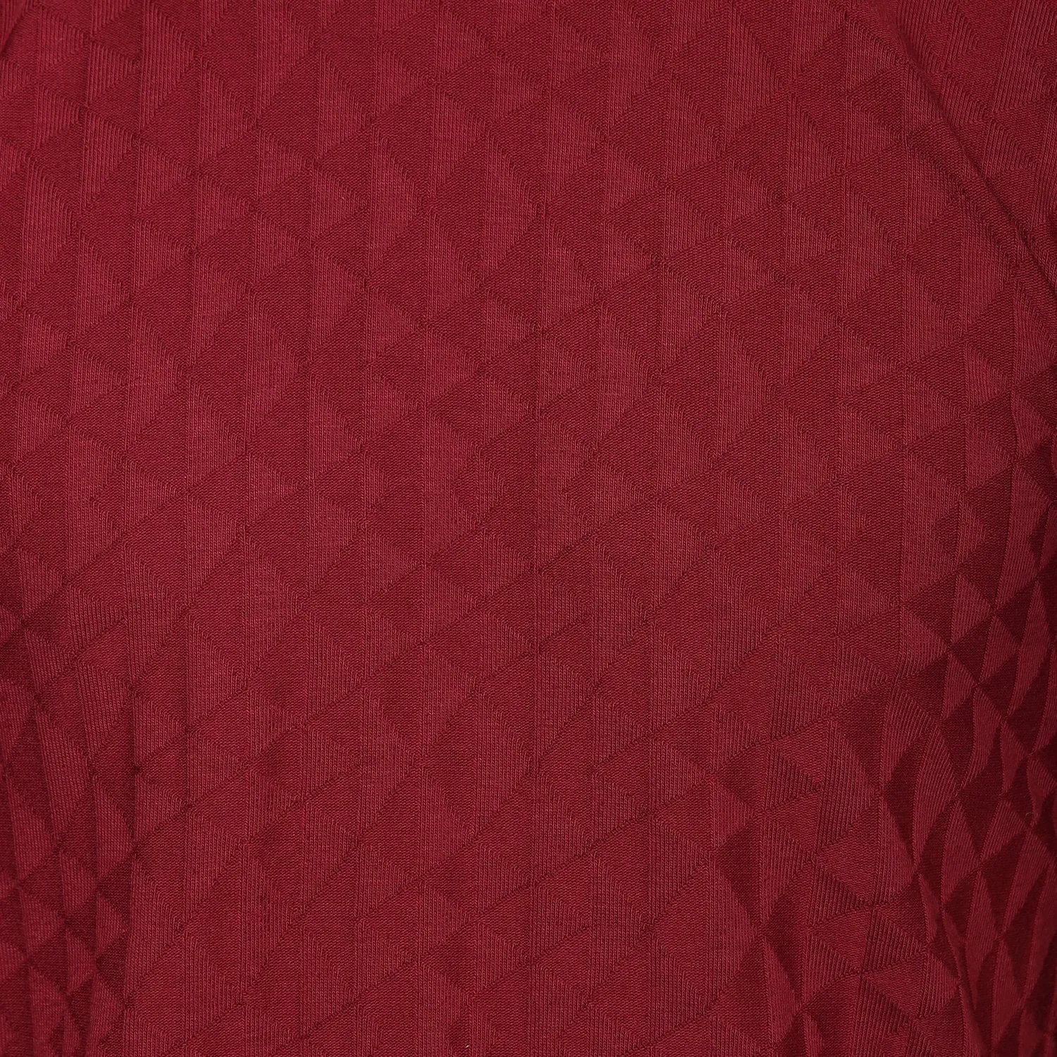 Maroon Crew Neck Geometrical Textured T-Shirt