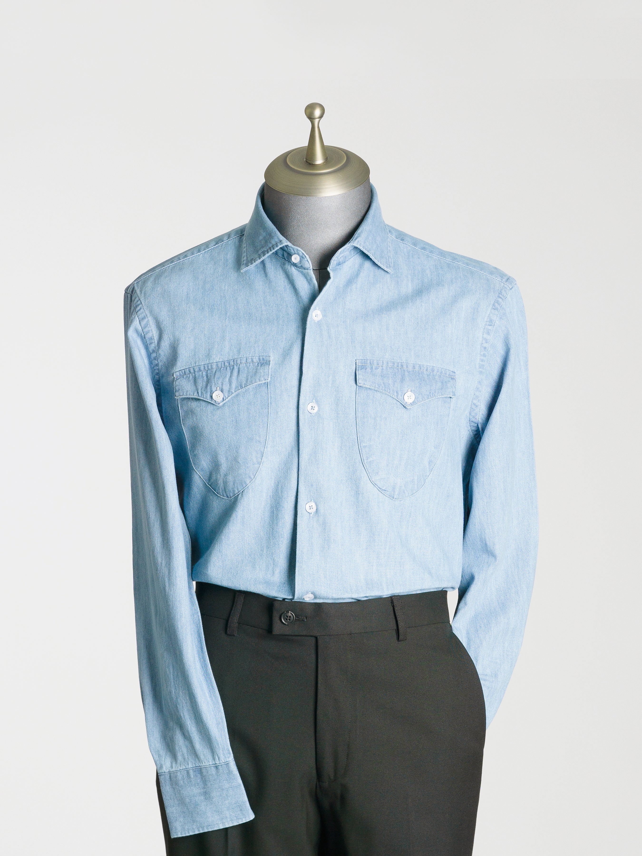 Mateo Denim Shirt - Light Blue Windsor Collar