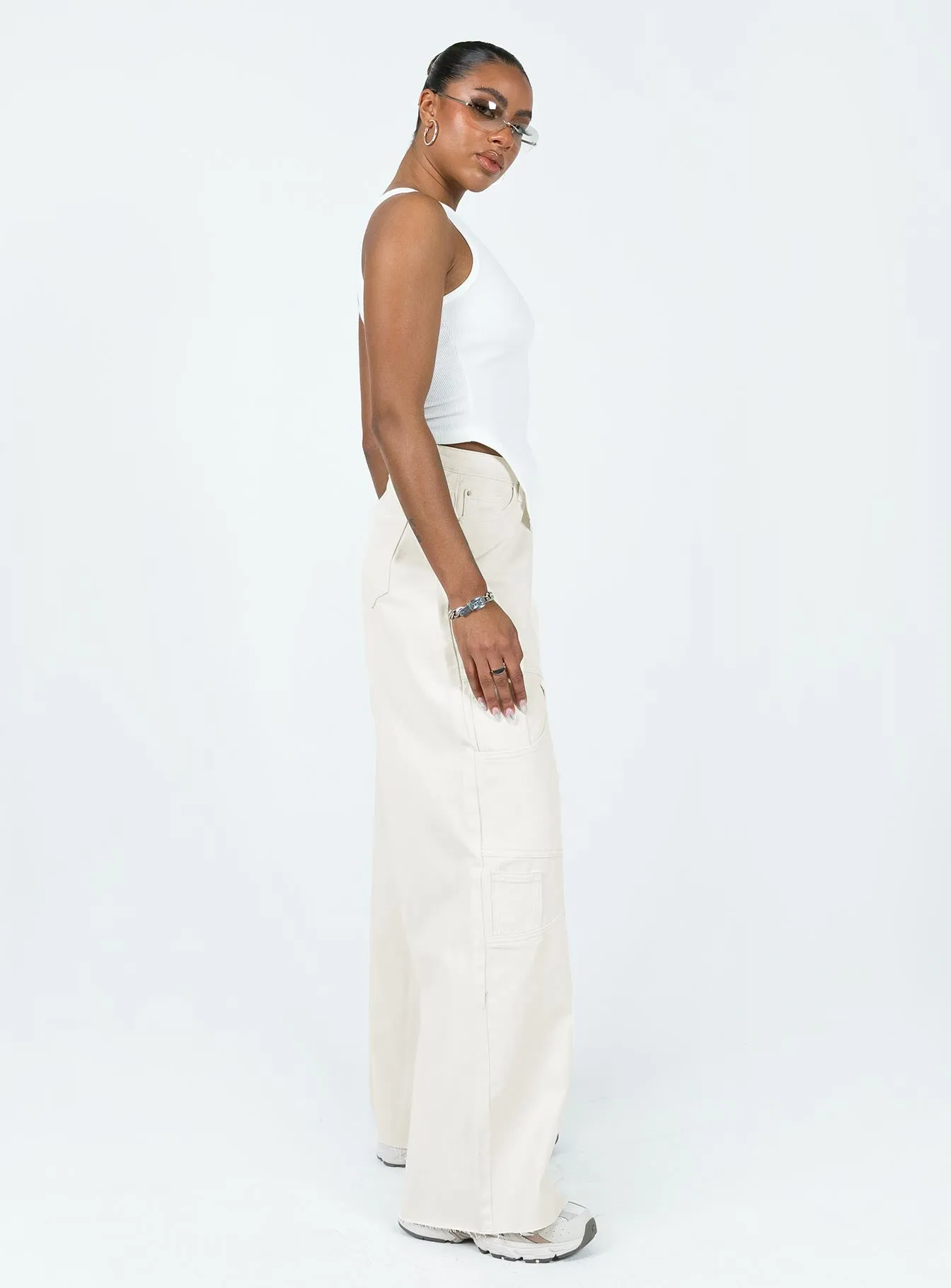 Meyer Wide Leg Jeans Beige