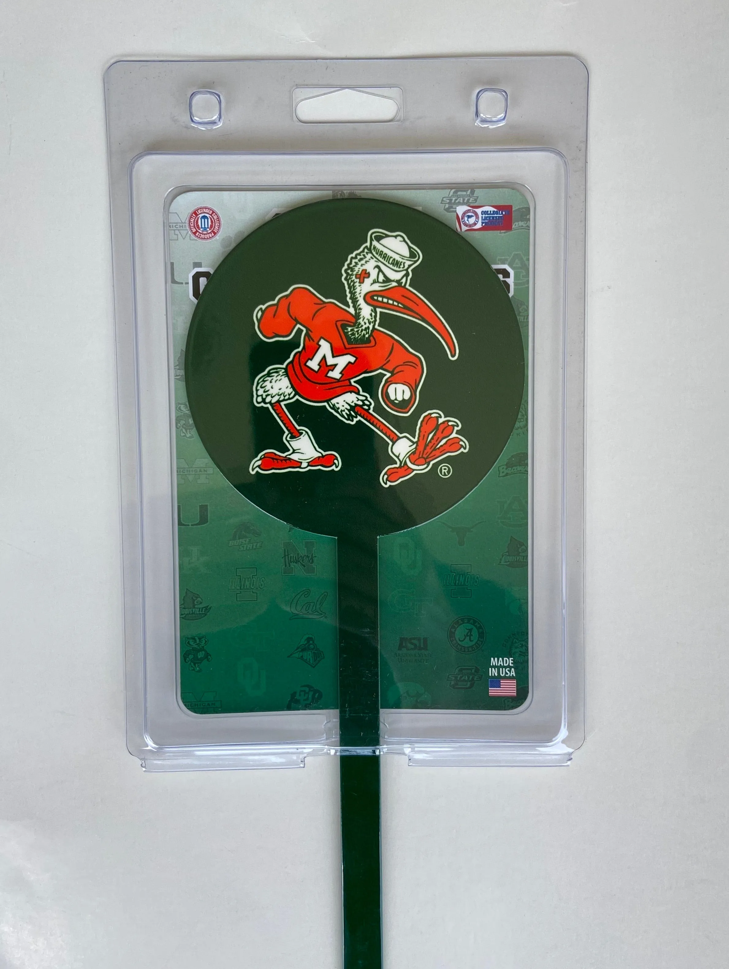 Miami Hurricanes Steel Garden Stake w/Sebastian Logo - Green