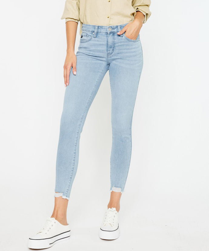 Mid Rise Ankle Skinny Jeans - Light Wash