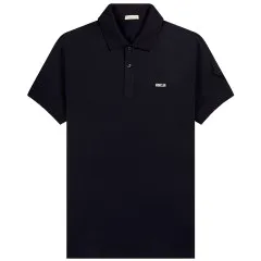 Moncler Mini Text Logo SS Polo Navy