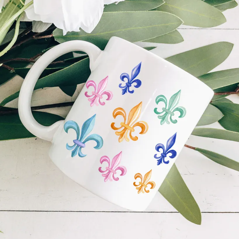 Mosaic Fleur de Lis Coffee Mug