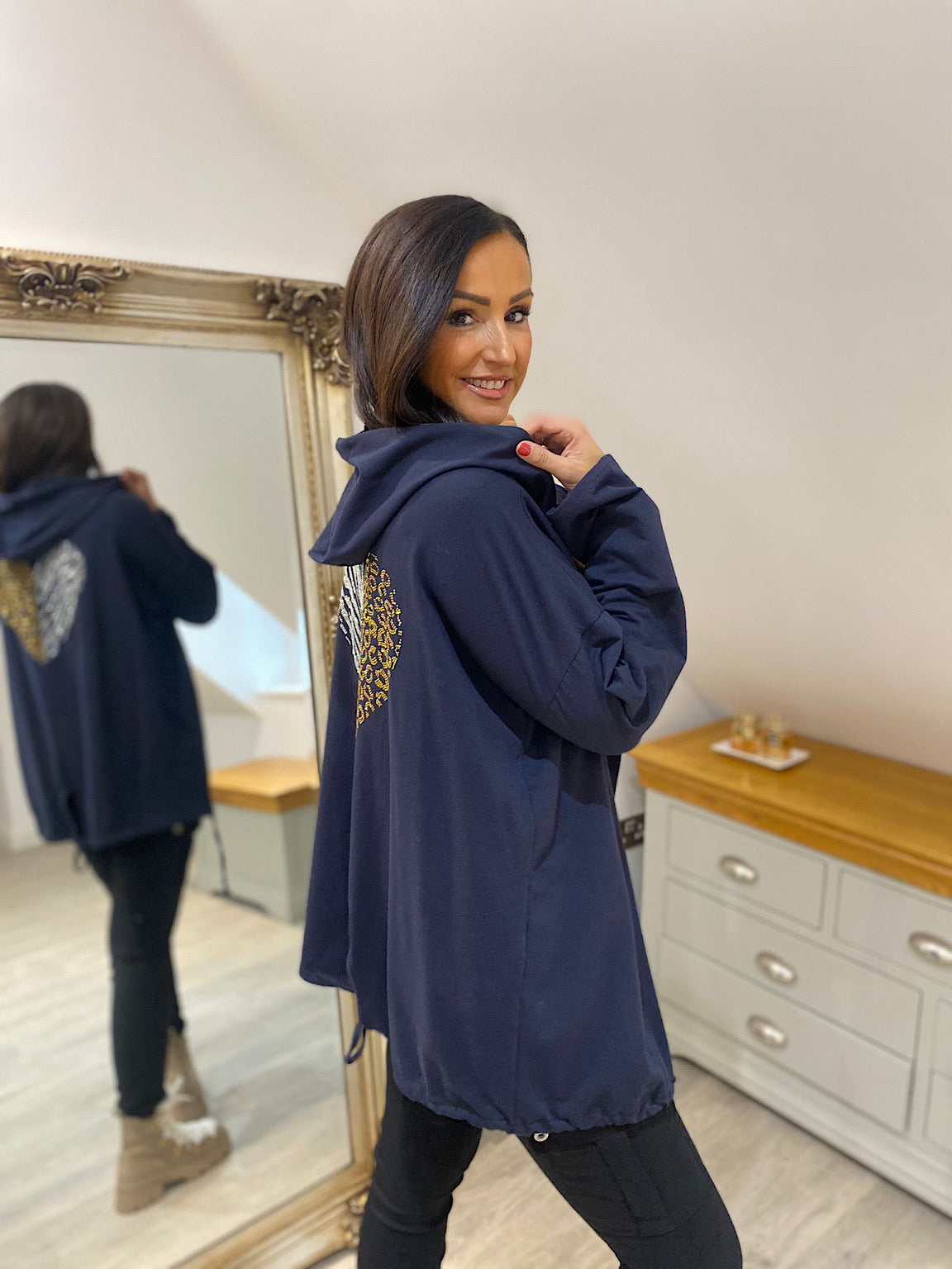 Navy Embellished Animal Heart Jacket Margo