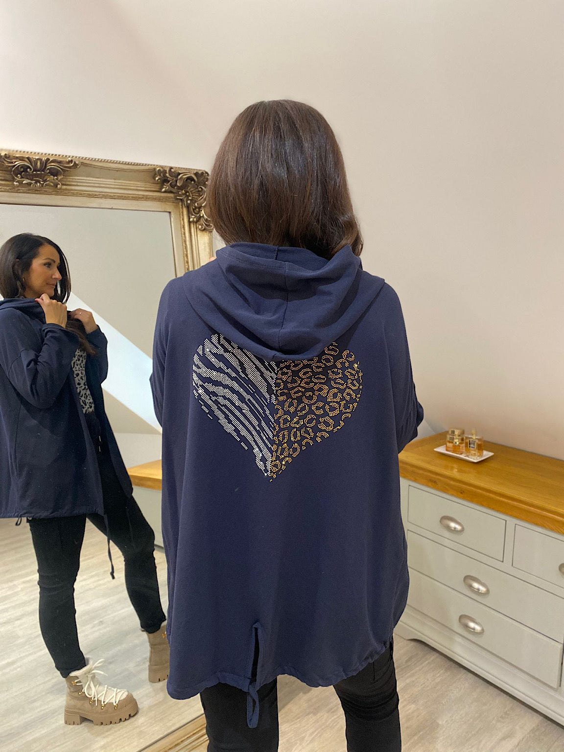 Navy Embellished Animal Heart Jacket Margo