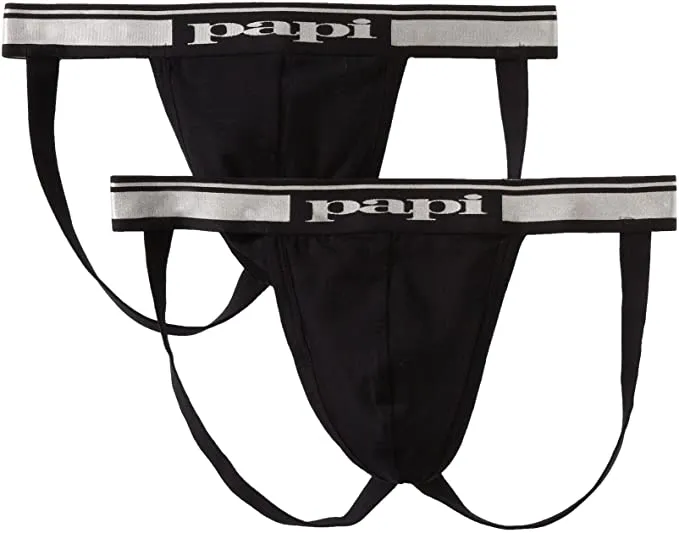 Papi Men's Cotton Stretch Jock Strap Black 2-PACK 980910-001