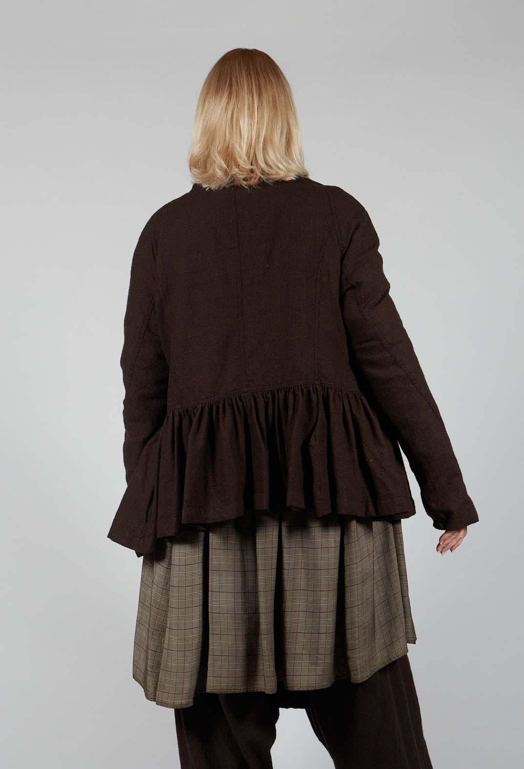 Peplum Style Jacket in Kaffee Check