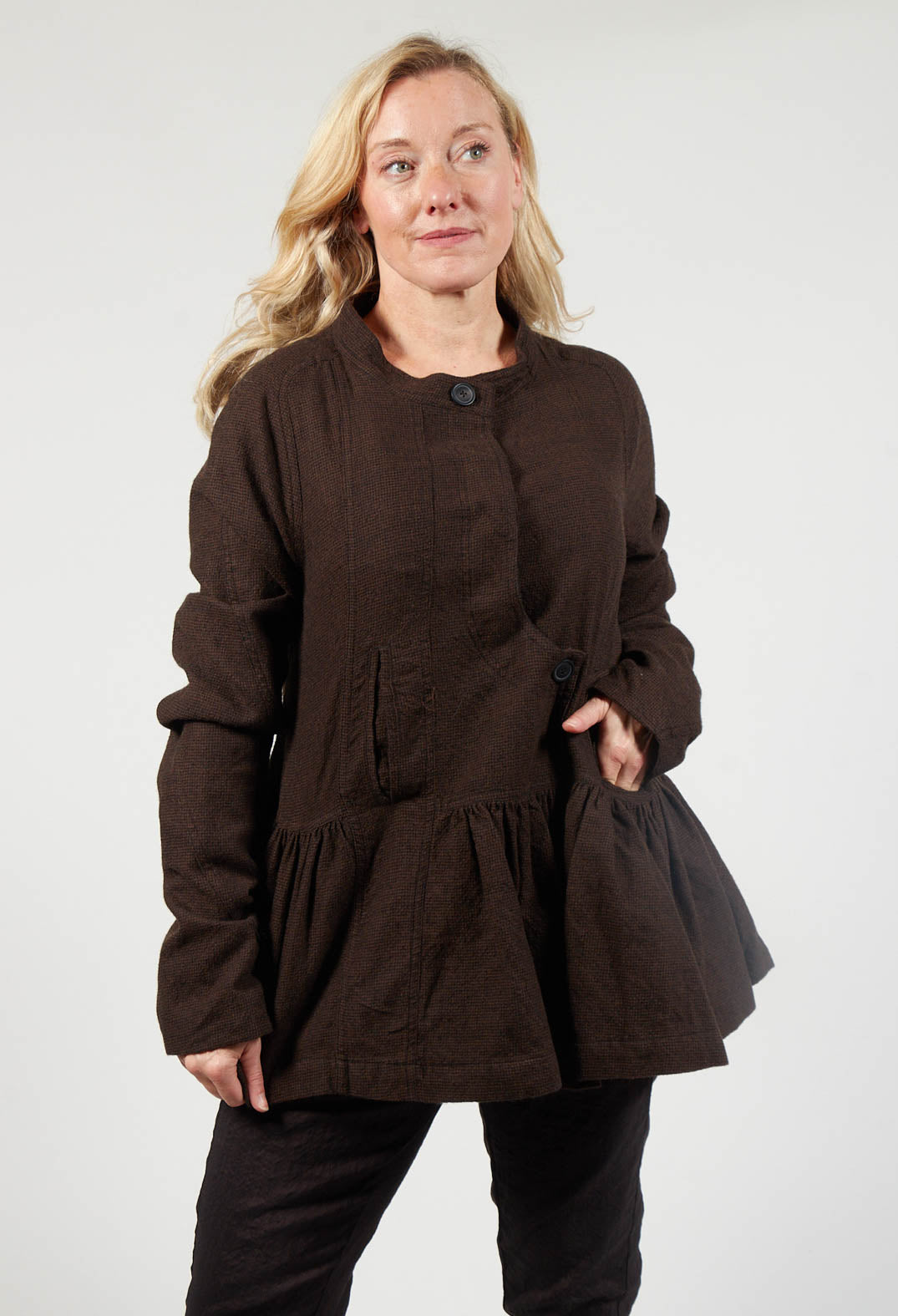 Peplum Style Jacket in Kaffee Check