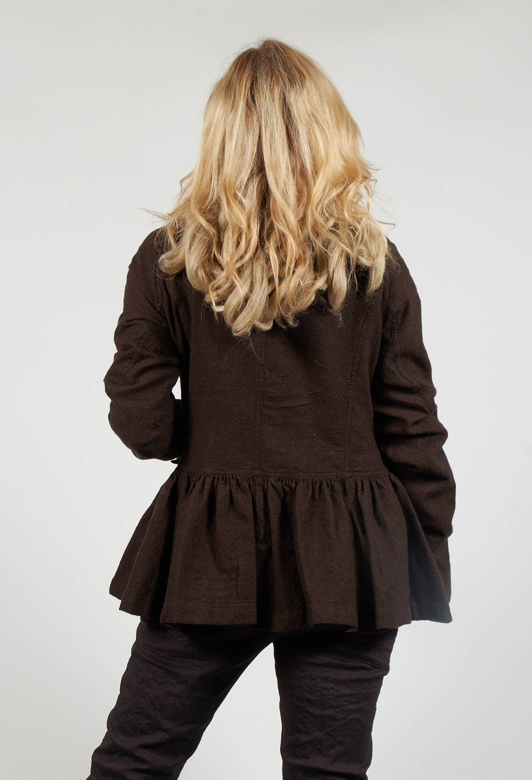 Peplum Style Jacket in Kaffee Check