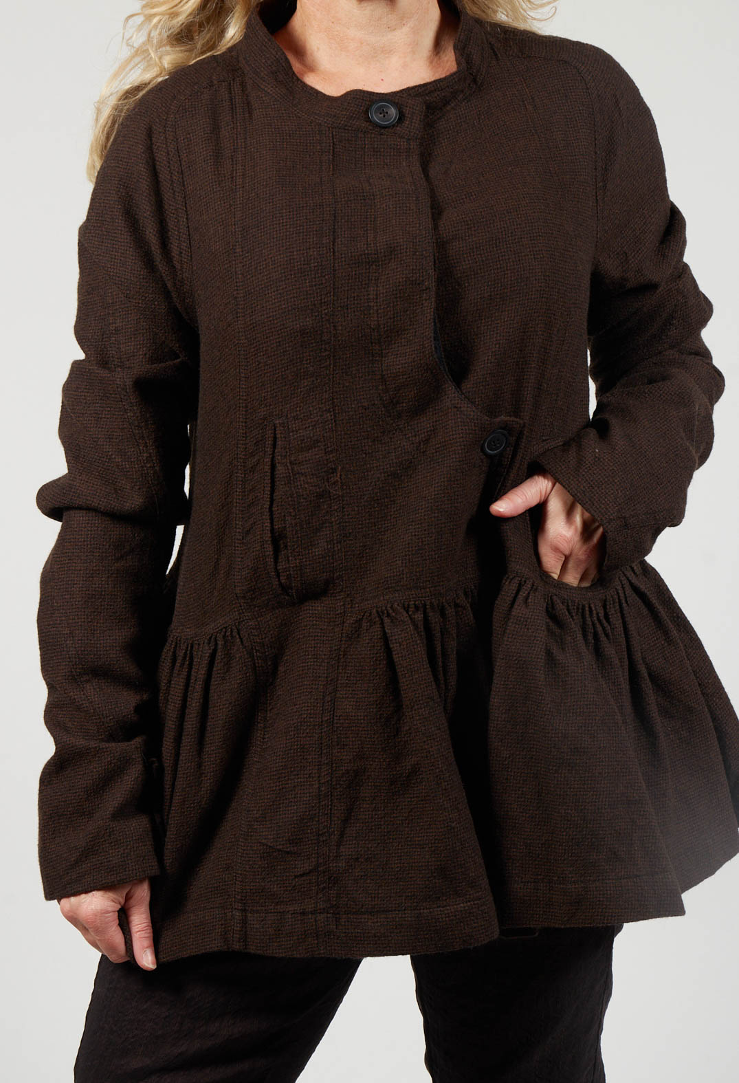 Peplum Style Jacket in Kaffee Check