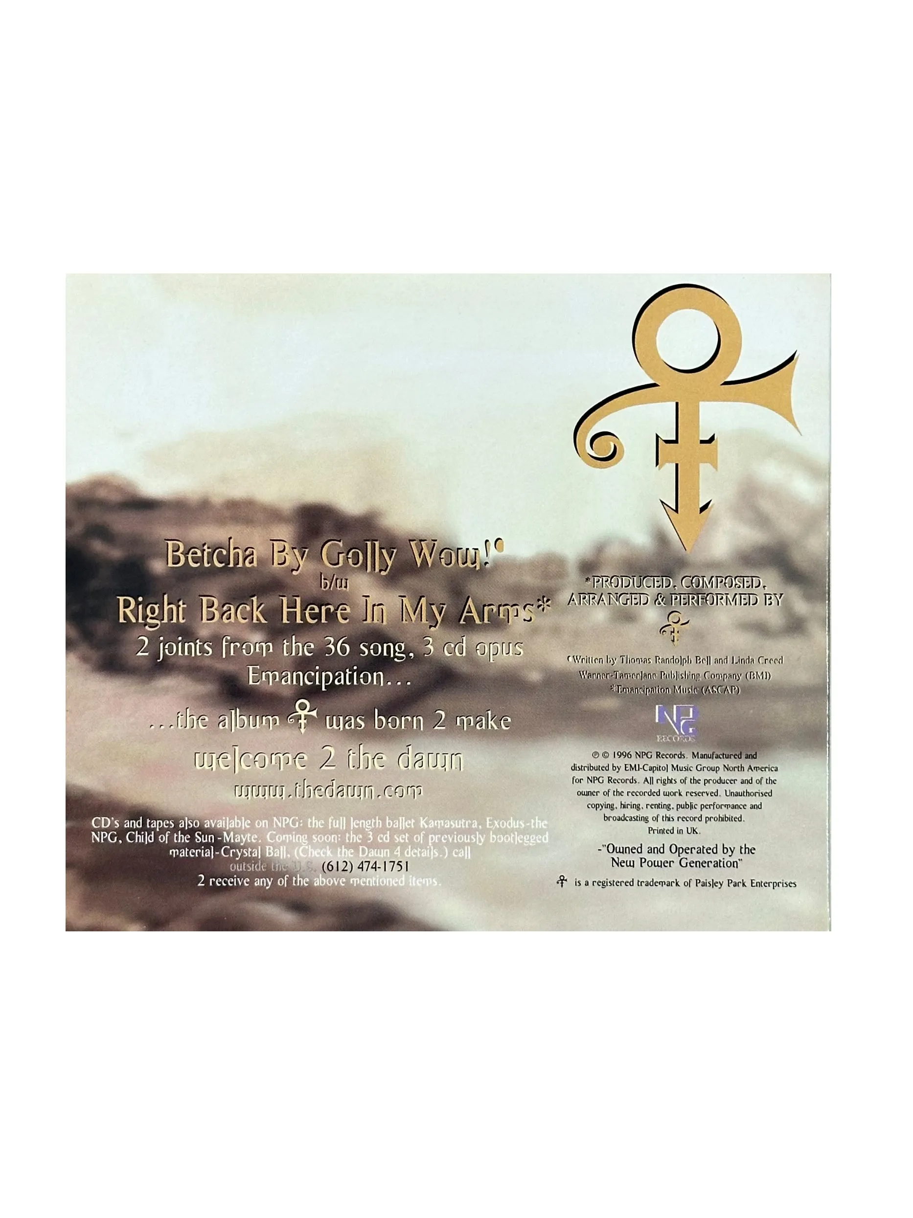 Prince – O(+> Betcha By Golly Wow! CD single Ltd Ed Poster EU Preloved:1996