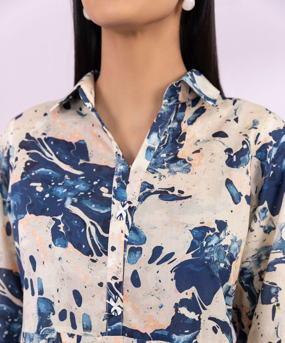 Printed Lawn Panelled Shirt