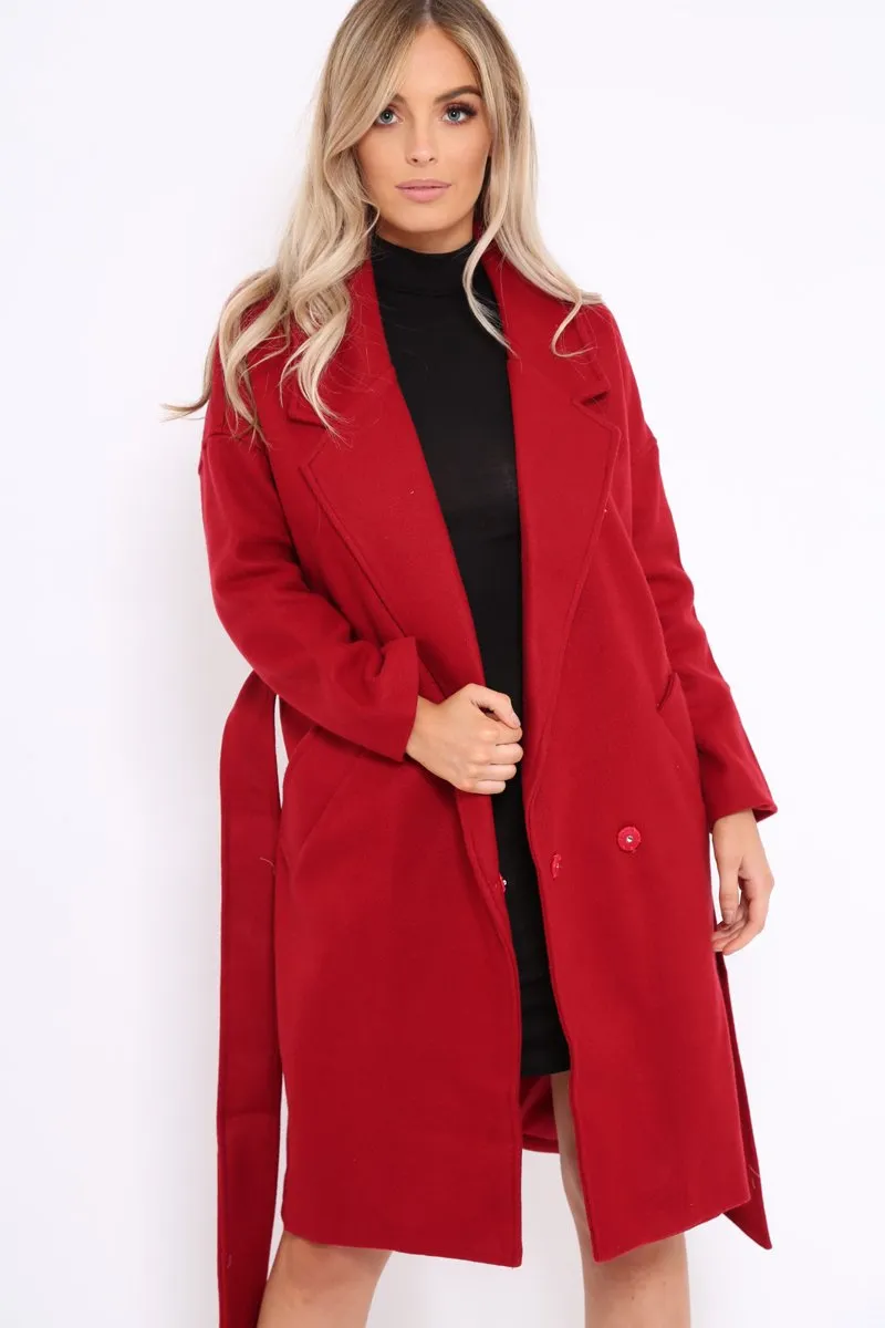 Red Long Duster Coat - Nina