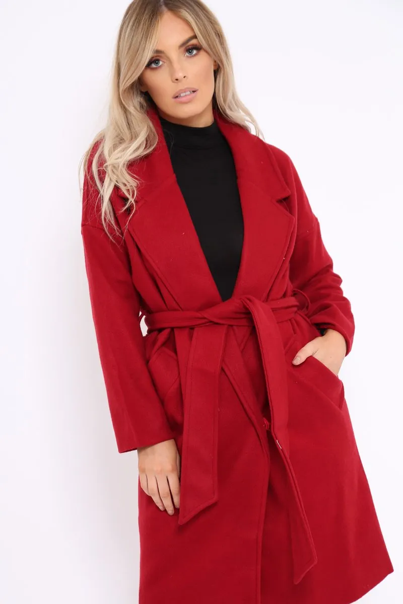 Red Long Duster Coat - Nina