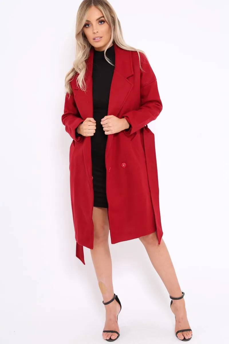 Red Long Duster Coat - Nina