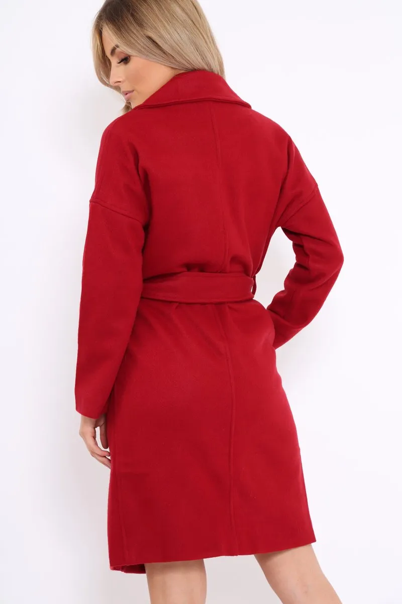 Red Long Duster Coat - Nina