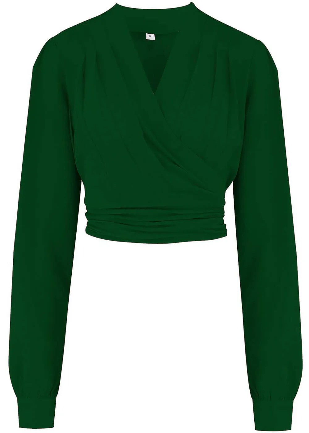 Rock N Romance Darla Long Sleeve 40's Wrap Blouse Green