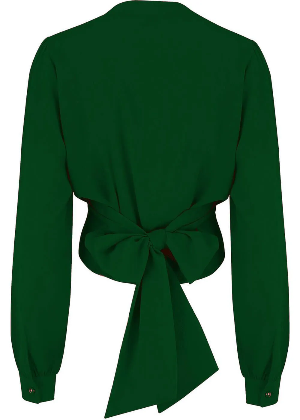 Rock N Romance Darla Long Sleeve 40's Wrap Blouse Green