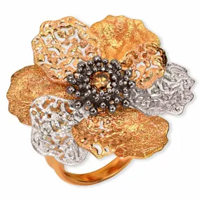 Rose Gold Coronaria Ring with Champagne Diamond