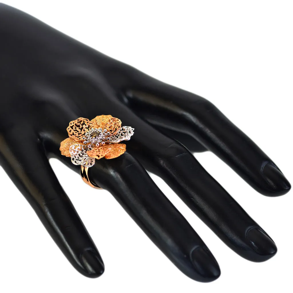 Rose Gold Coronaria Ring with Champagne Diamond