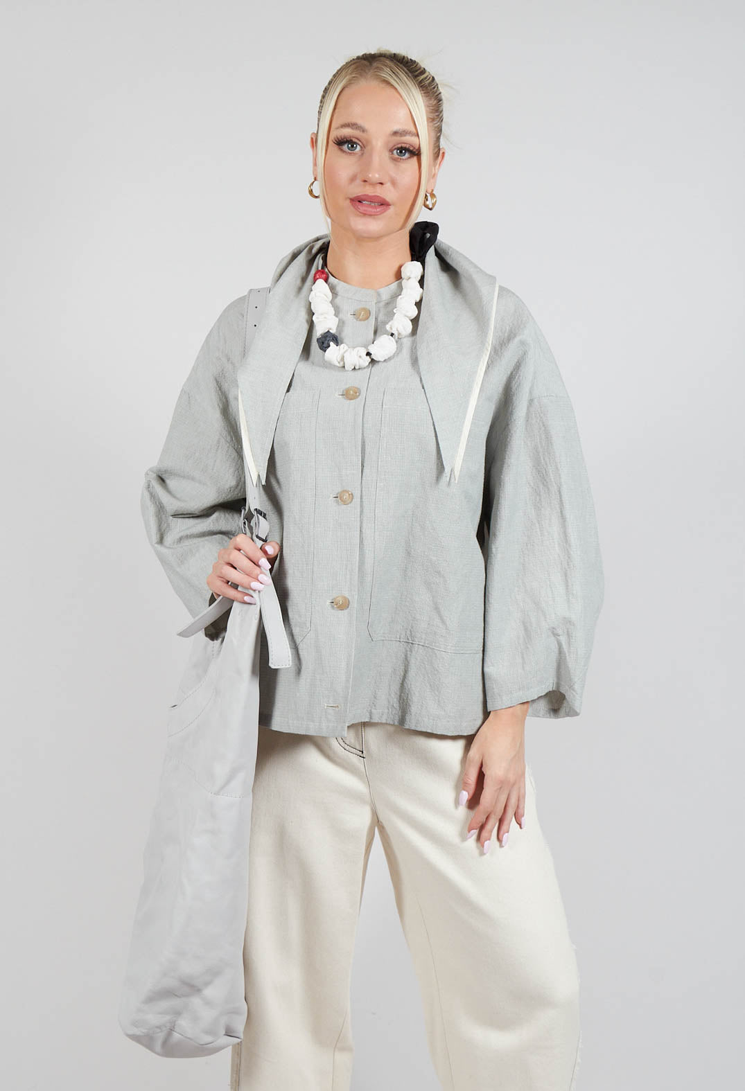 Sailor Collar Jacket in Light Grey