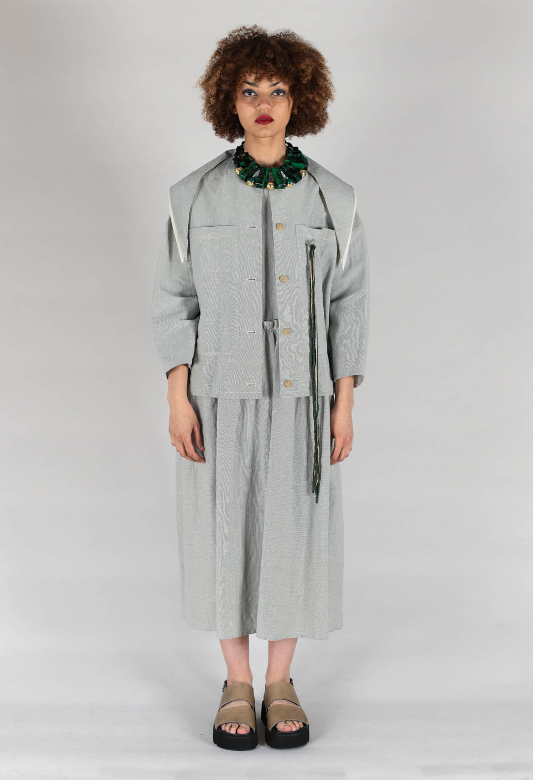 Sailor Collar Jacket in Light Grey