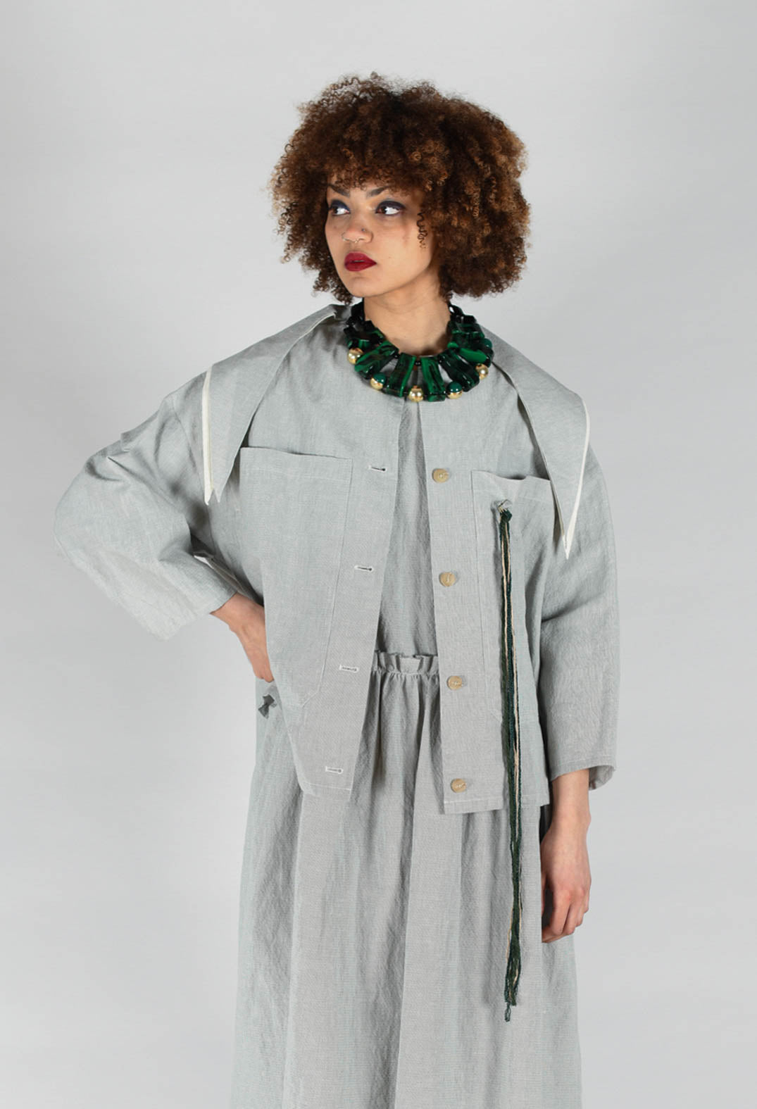 Sailor Collar Jacket in Light Grey