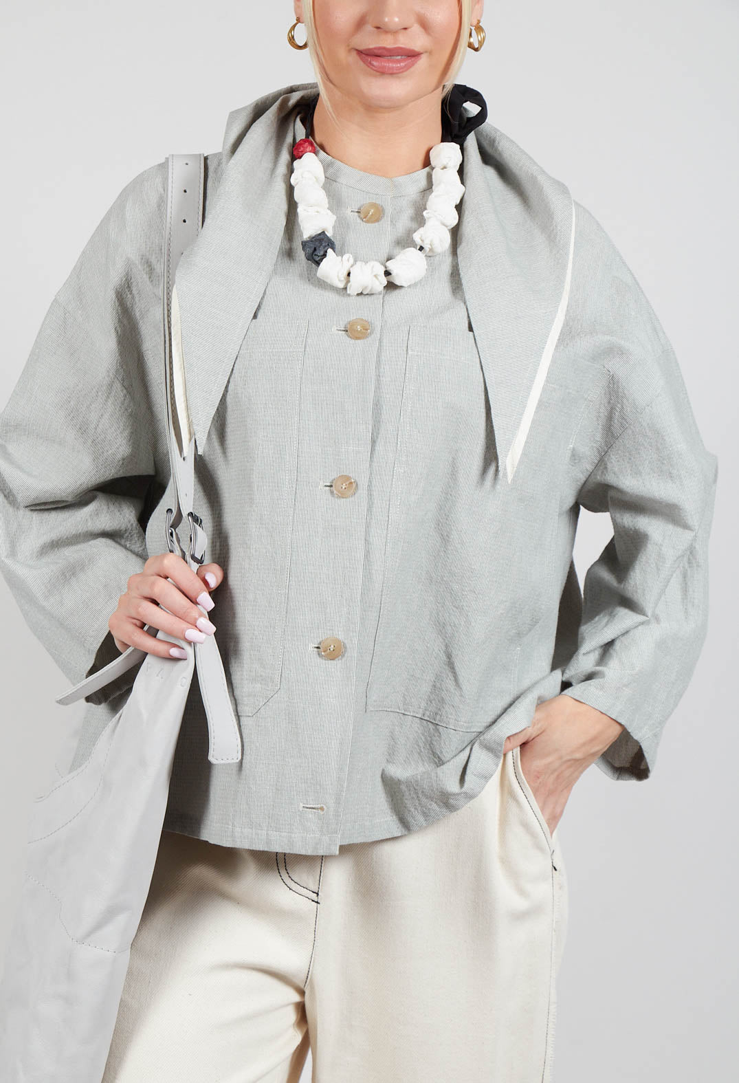 Sailor Collar Jacket in Light Grey