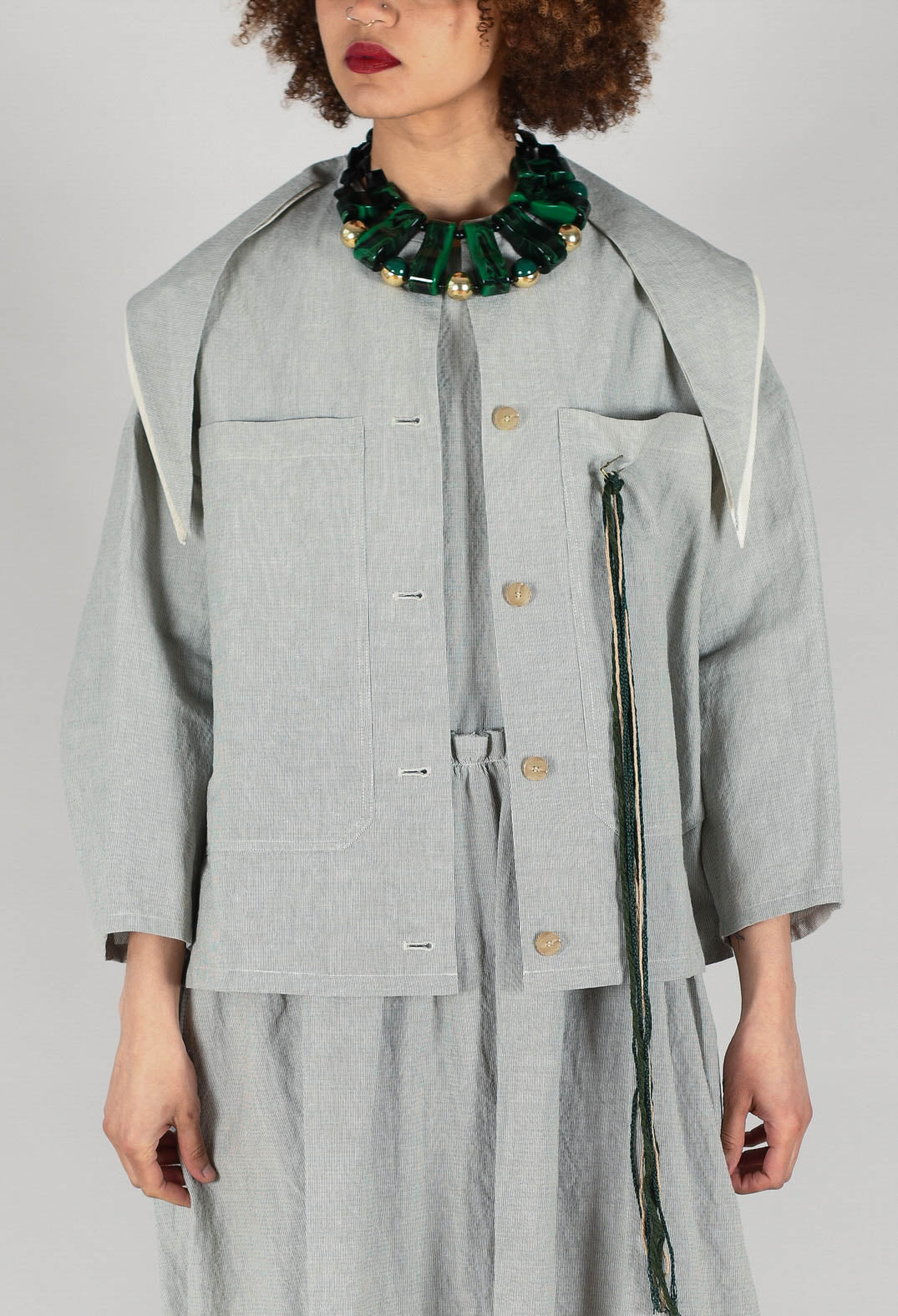 Sailor Collar Jacket in Light Grey