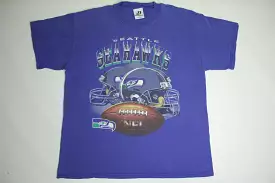 Seattle Seahawks Vintage 90's Dynasty Dual Helmet NFL Football T-Shirt