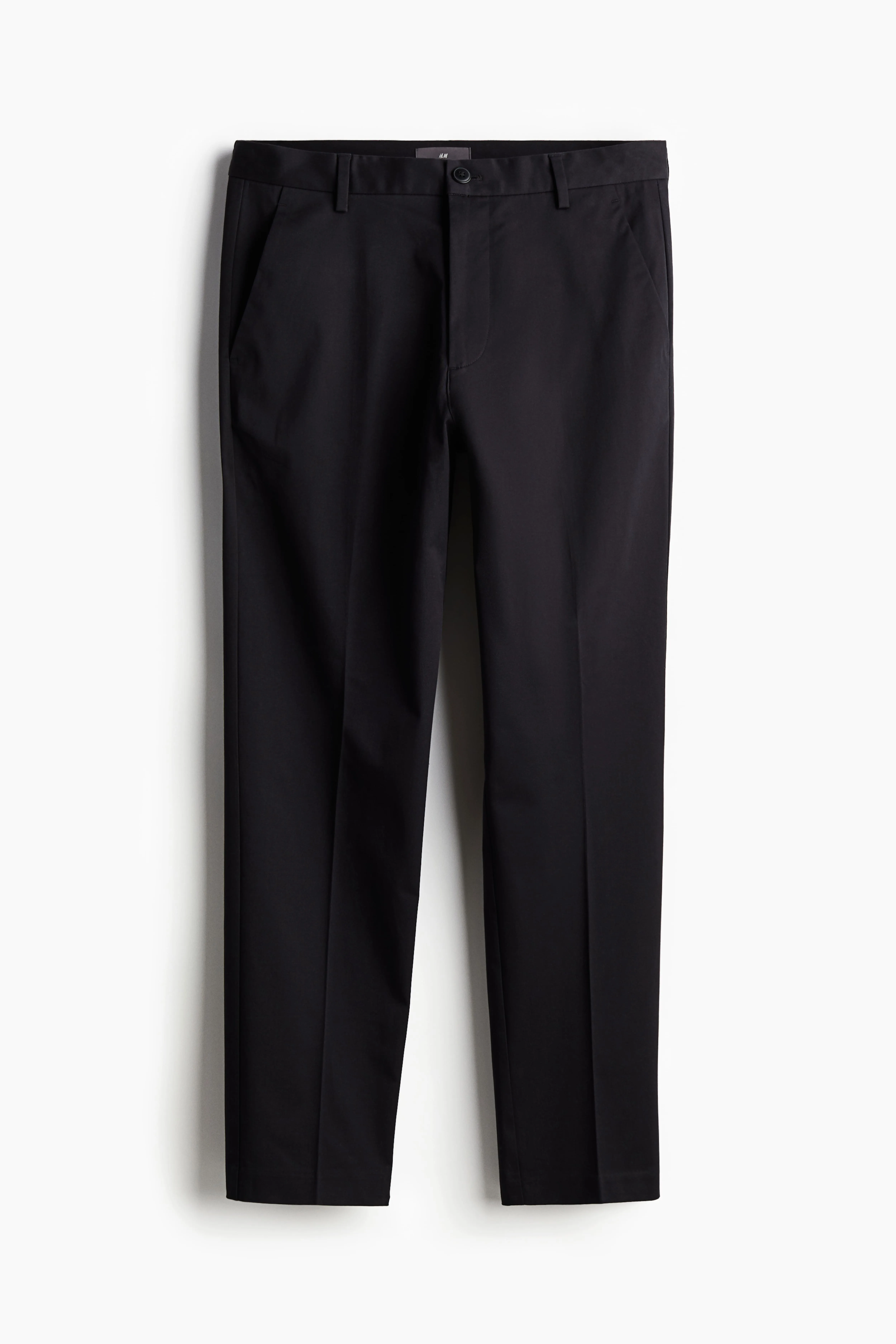 Slim Fit Cotton trousers - Regular waist - Ankle length - Black - Men | H&M GB