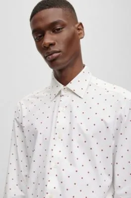 Slim-fit shirt in printed stretch cotton