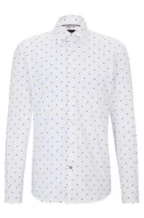 Slim-fit shirt in printed stretch cotton