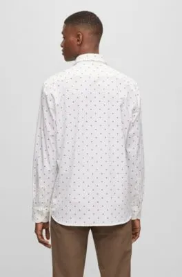 Slim-fit shirt in printed stretch cotton