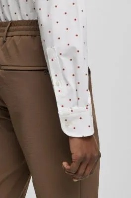 Slim-fit shirt in printed stretch cotton