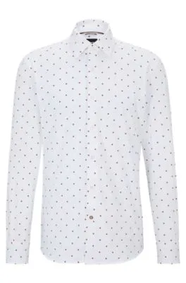 Slim-fit shirt in printed stretch cotton