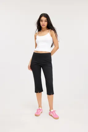 Slitted Capri Trousers - Regular waist - Knee length - Black - Ladies | H&M GB