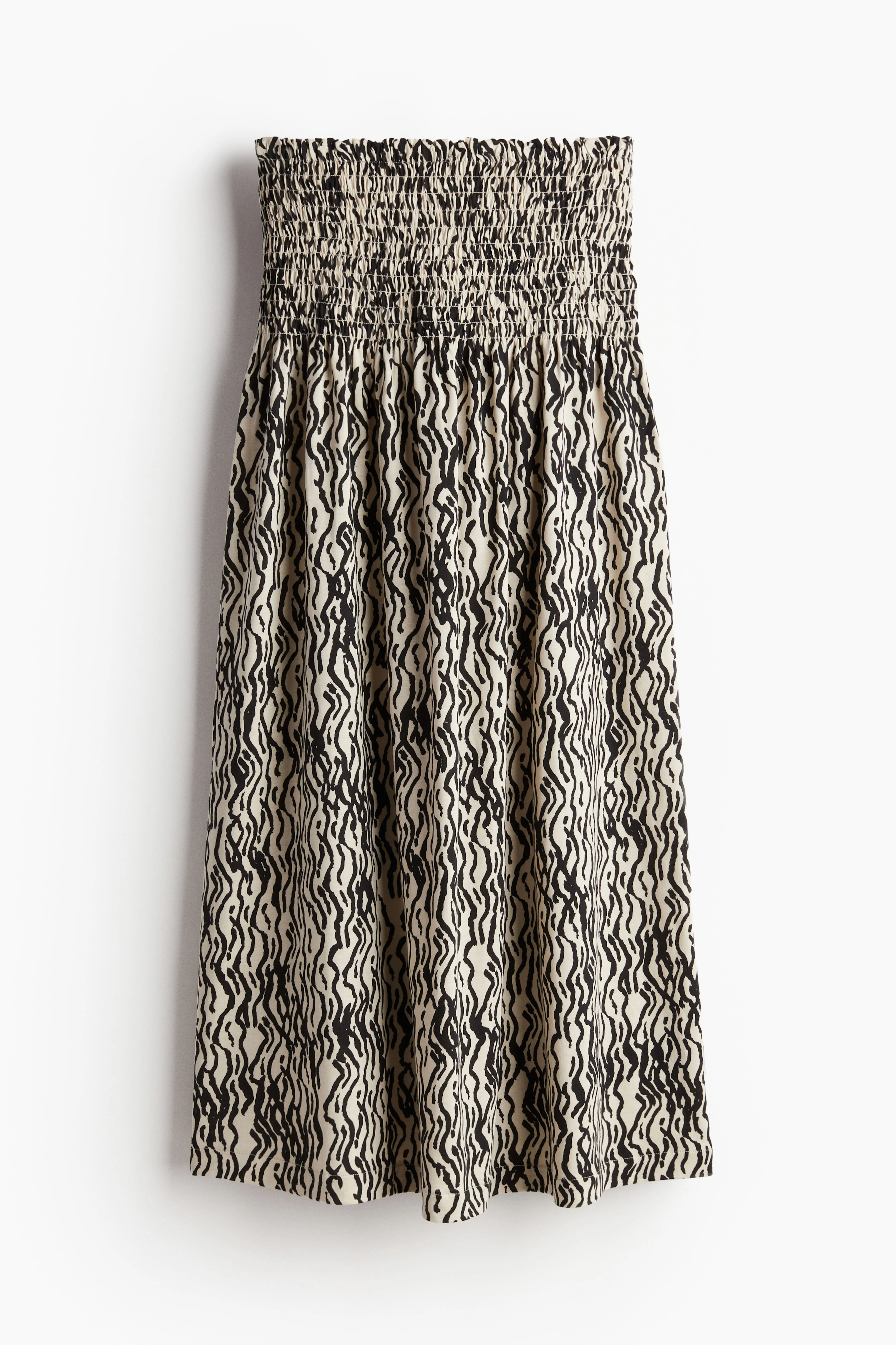 Smock-waisted maxi skirt - Regular waist - Maxi - Light beige/Patterned - Ladies | H&M GB