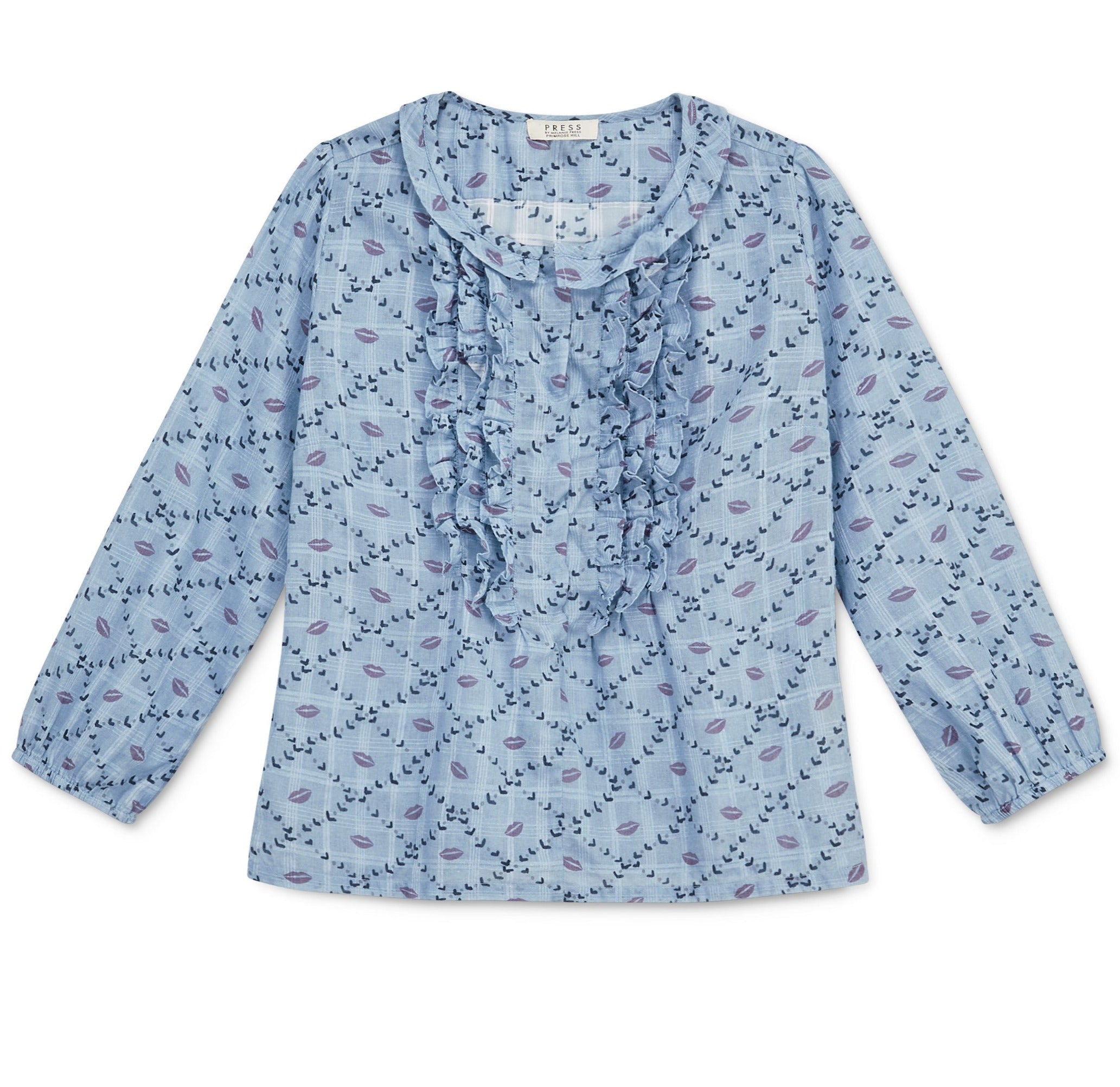 Soft Cotton jacquard Blitsy blue print Diki blouse