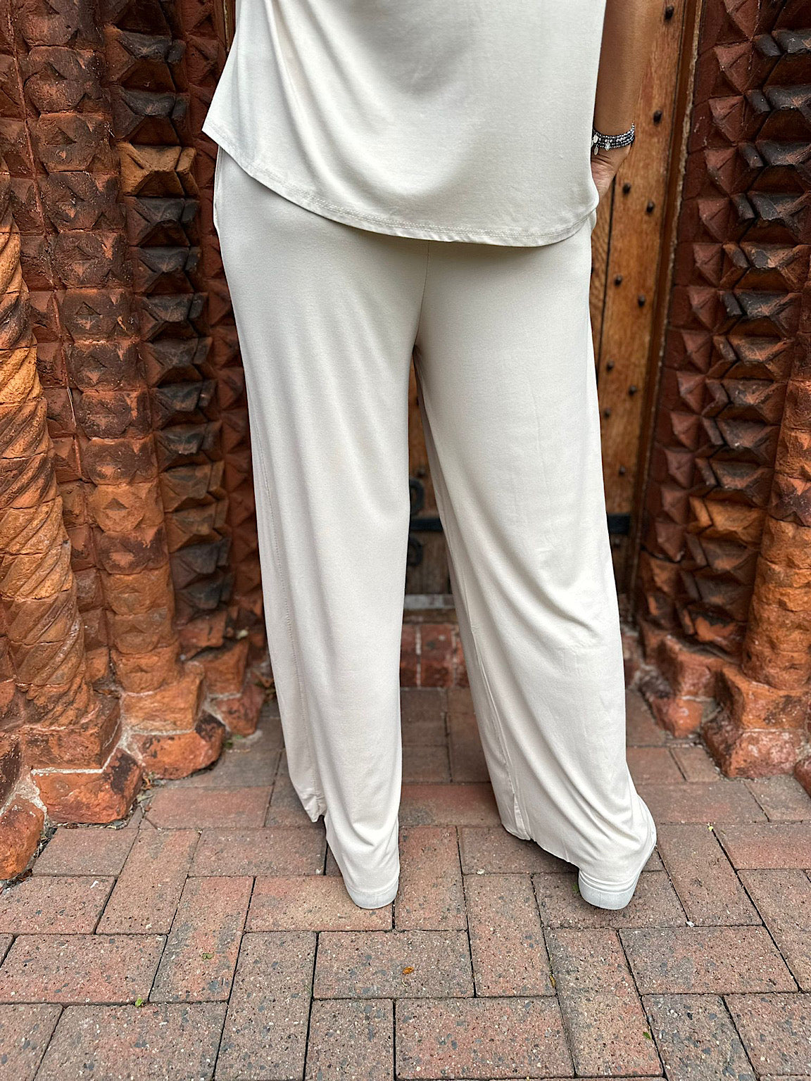 Stone Wide Leg Relaxed Trousers Tammy