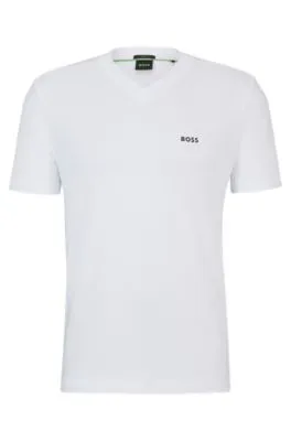 Stretch-cotton regular-fit T-shirt with contrast logo