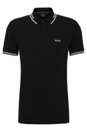 Stretch-cotton slim-fit polo shirt with branding