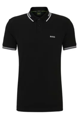 Stretch-cotton slim-fit polo shirt with branding